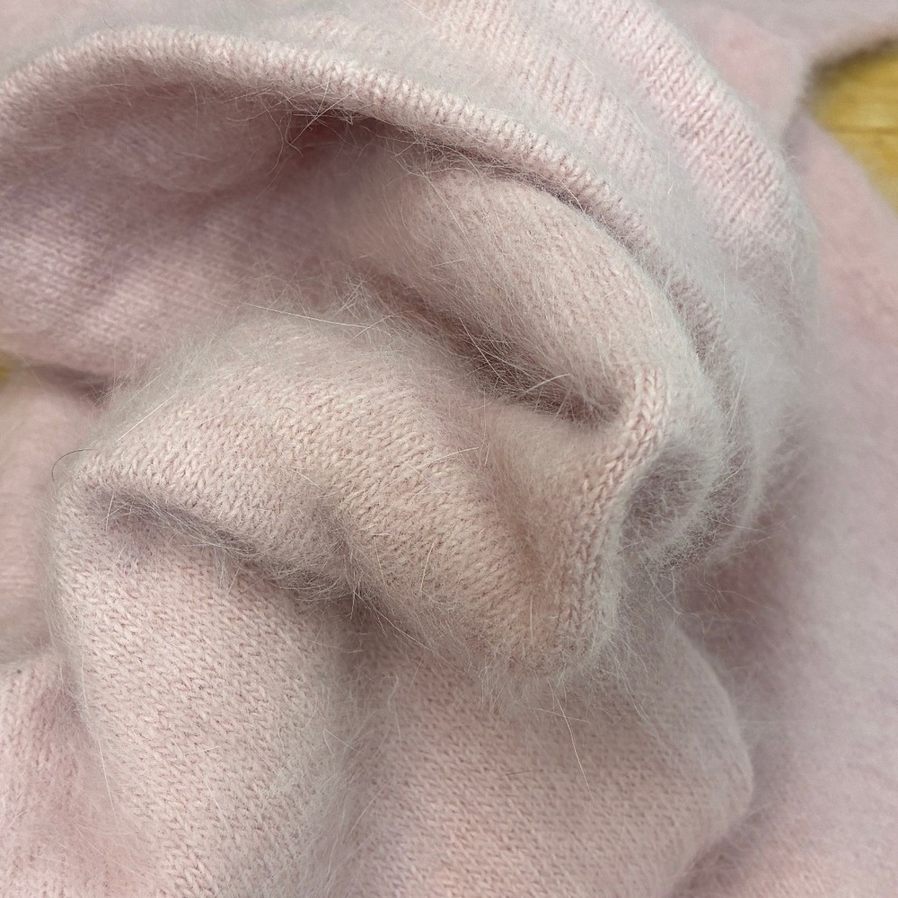 Hillard & Hanson 53% Angora Rabbit Hair Cowl Neck Sweater - L - Pink Coquette - Picture 10 of 11